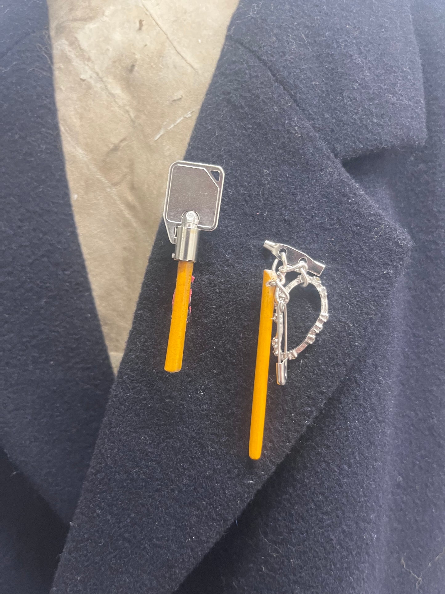 Drawer Lock Up Brooch Pair