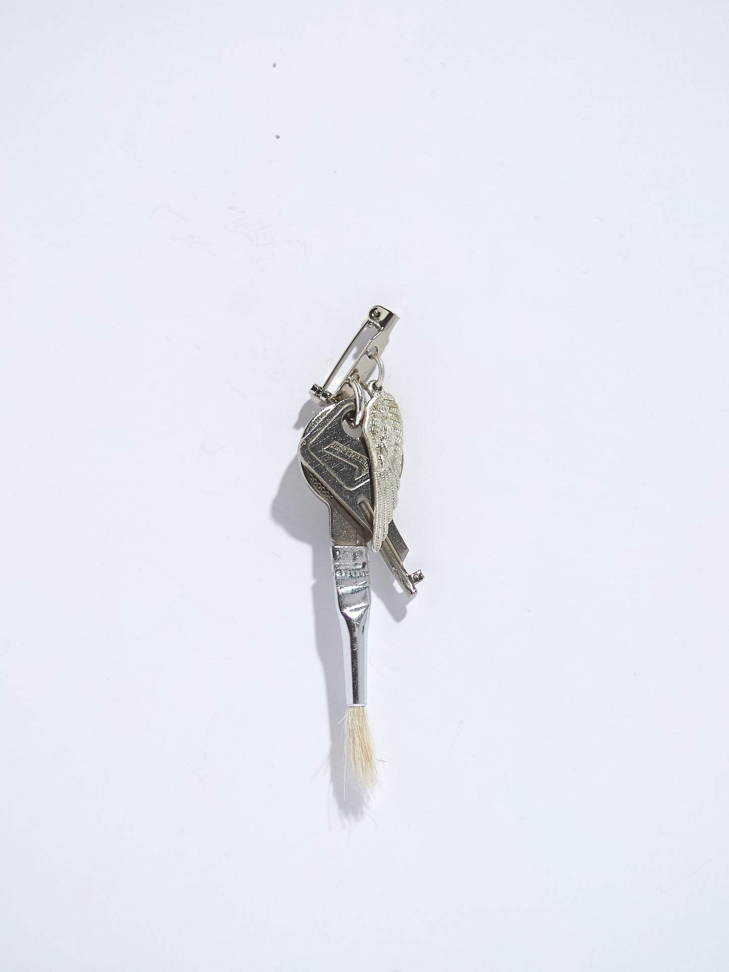 Real Love Glass and Angel Keys Triple Brooch Combination
